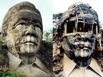 Памятник Фердинанду Маркосу - до и после революции. Источник - kotsubinsky.livejournal.com