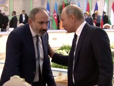 Пашинян и Путин в Душанбе. Фото: https://youtu.be/YKbm8t98hXw