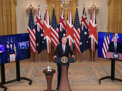 Объявление о создании структуры AUKUS (Австралия - Великобритания - США). Фото: AFP