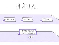 Яичный кризис и выдвижение Путина на выборы. Карикатура: t.me/sotaproject